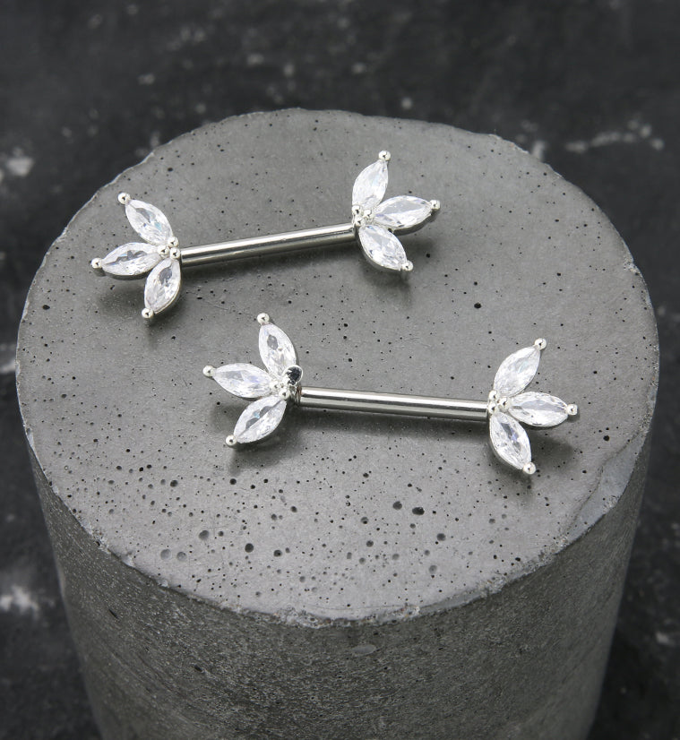 Empress Clear CZ Stainless Steel Nipple Barbell