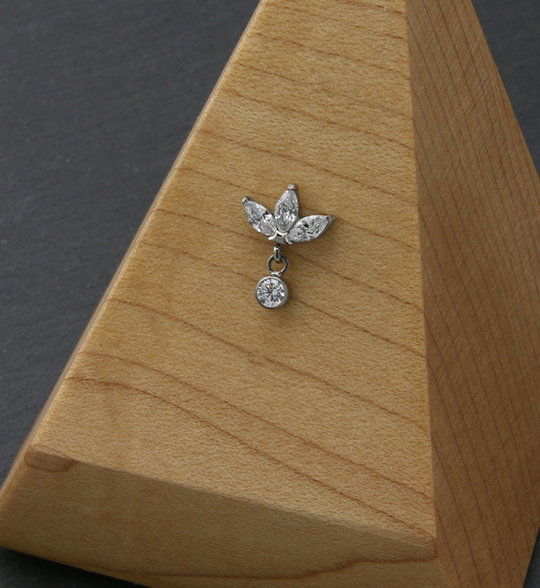 Empress Dangle CZ Threadless Titanium Top