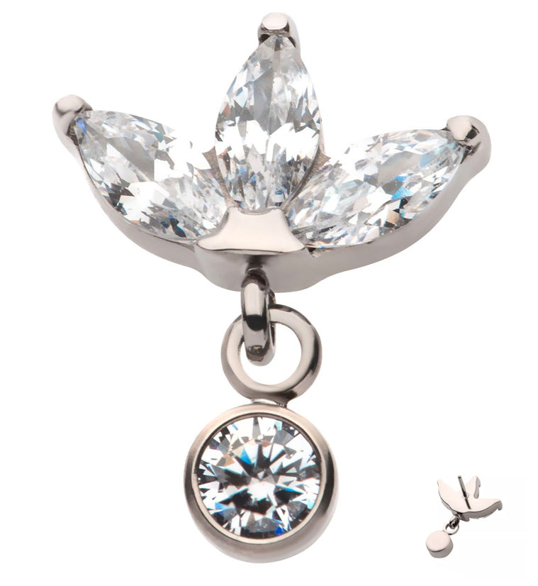Empress Dangle CZ Threadless Titanium Top