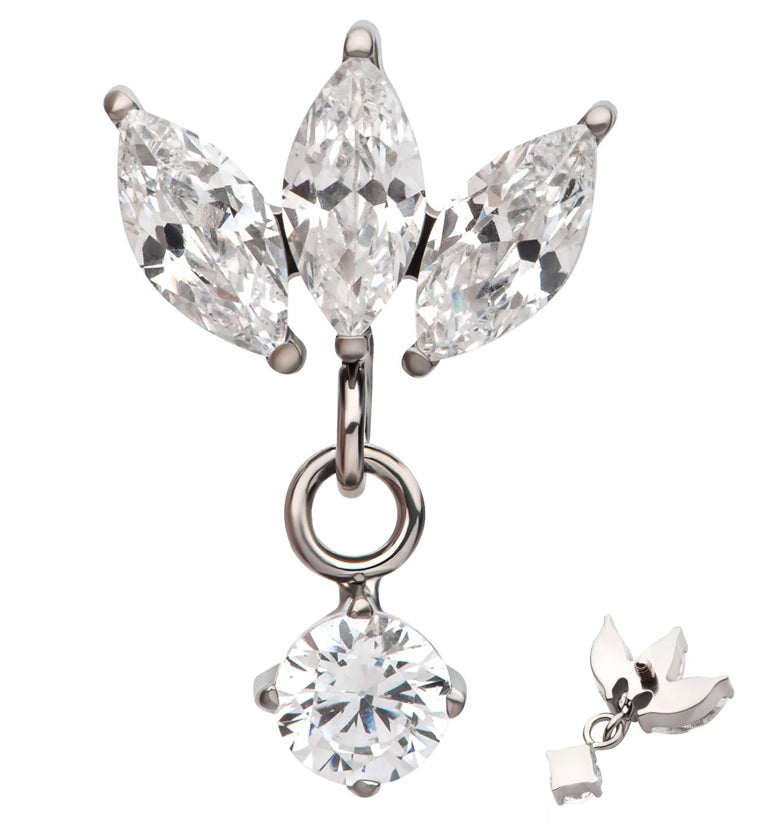 Empress Dangle Prong CZ Internally Threaded Titanium Top