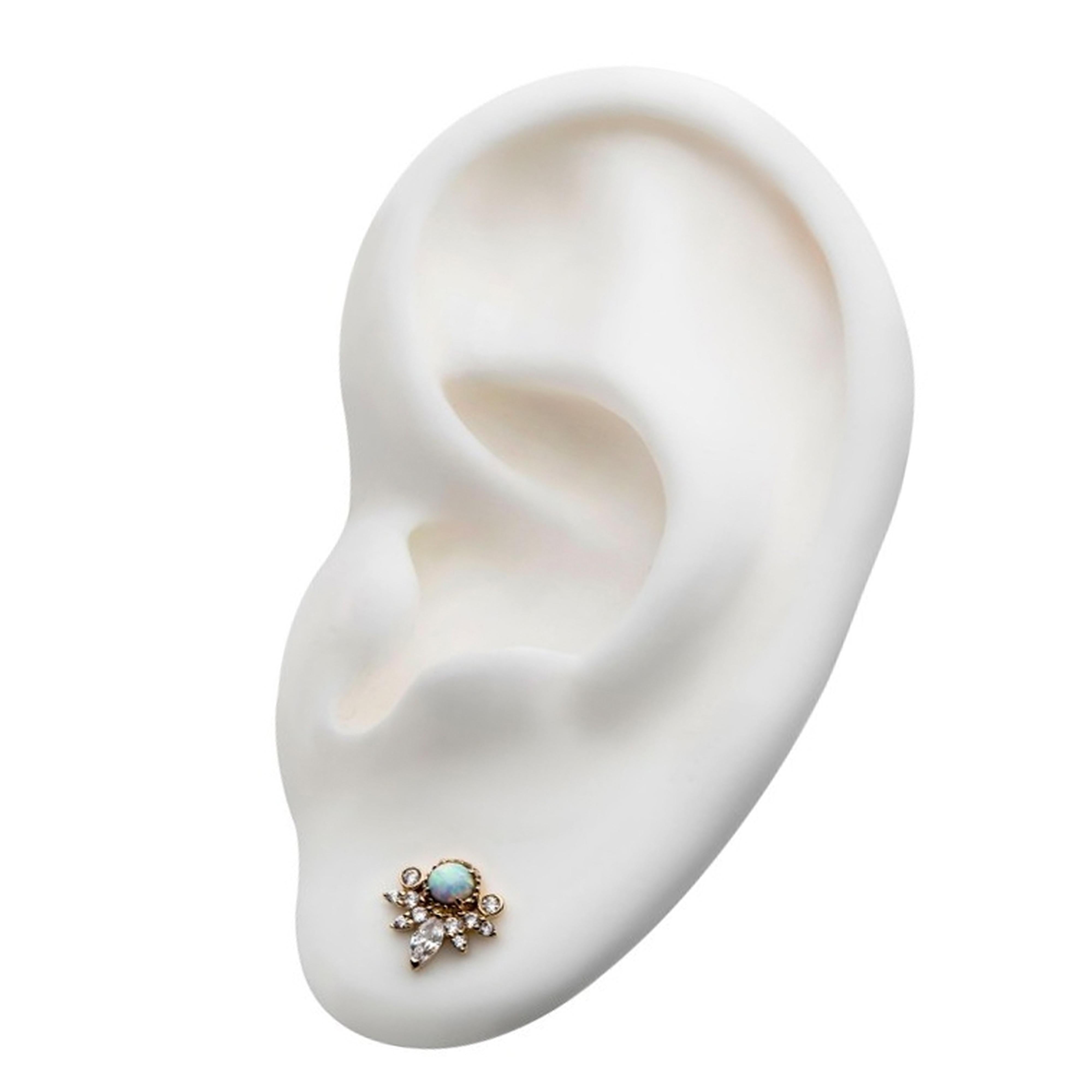 14kt Gold Empress Opalite Threadless Top