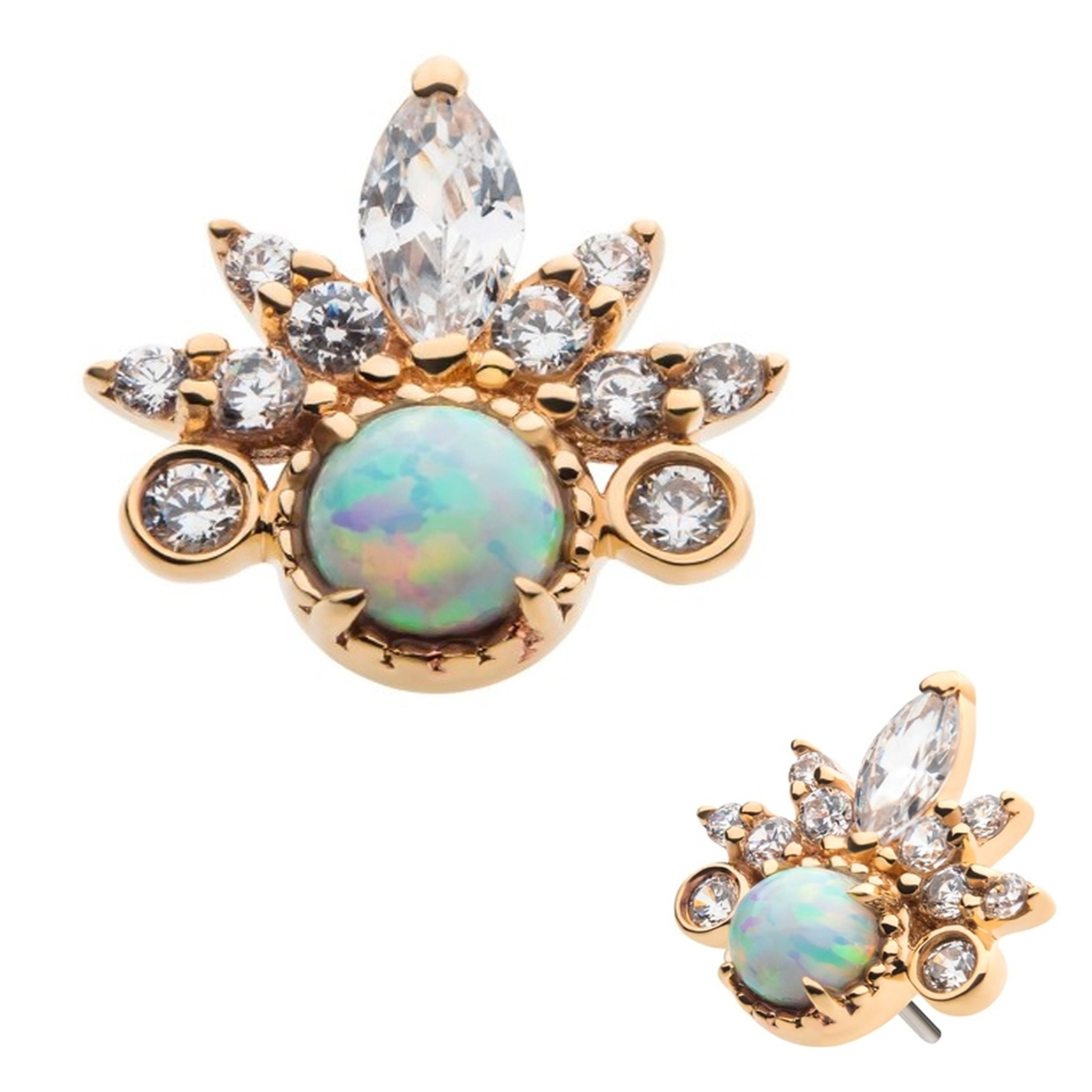 14kt Gold Empress Opalite Threadless Top