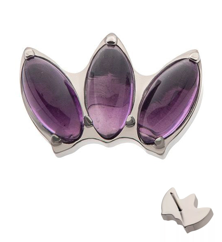 Empress Triple Amethyst Stone Threadless Titanium Top