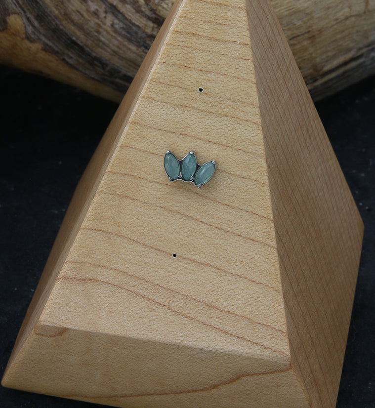 Empress Triple Aquamarine Stone Threadless Titanium Top