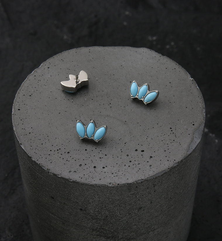 Empress Triple Faux Turquoise Stone Internally Threaded Titanium Top