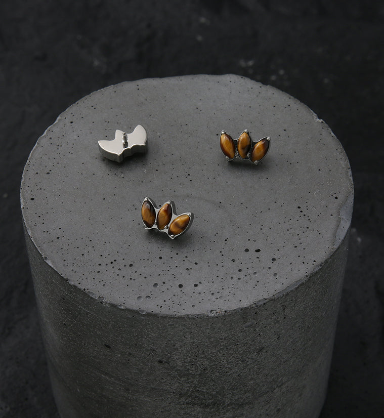 Empress Triple Tiger Eye Stone Internally Threaded Titanium Top