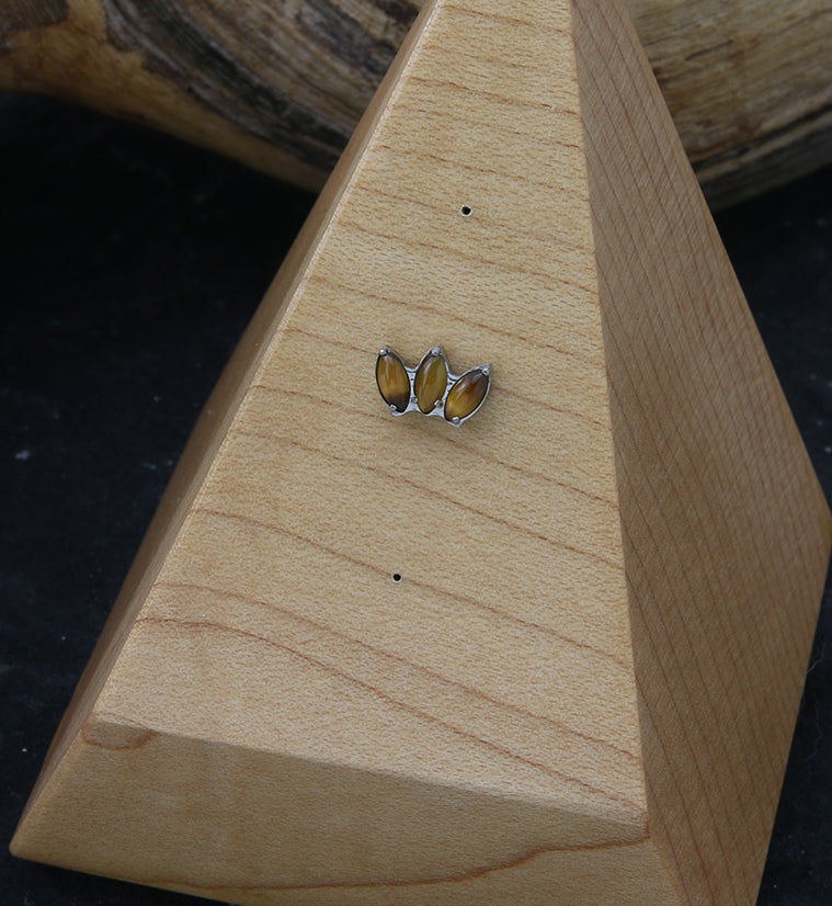 Empress Triple Tiger Eye Stone Threadless Titanium Top