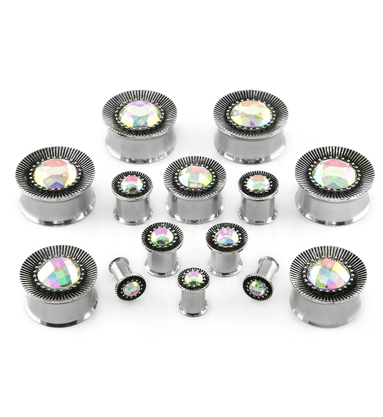 Empyreal Rainbow Aurora CZ Steel Plugs