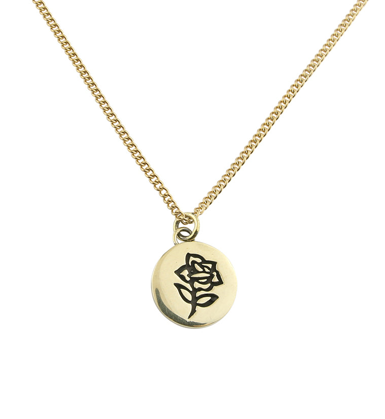 Enchanted Rose Brass Charm Necklace