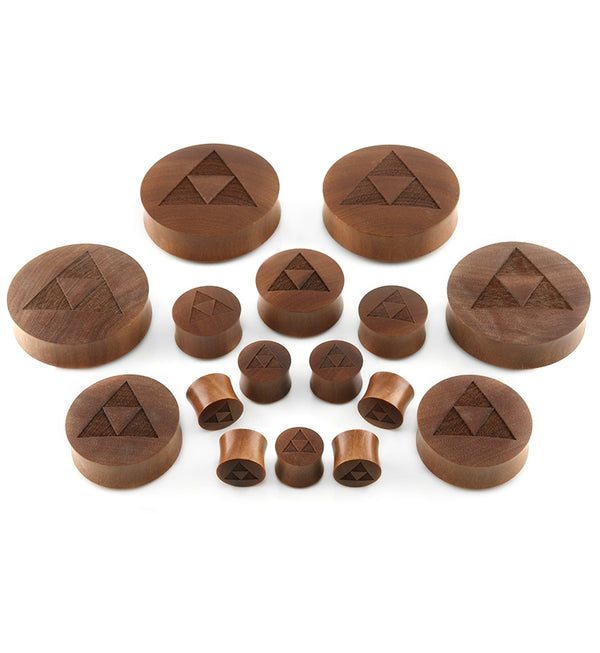 Tri Force Triangle Engraved Wood Plugs