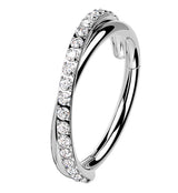 Entwine CZ Stainless Steel Hinged Segment Ring
