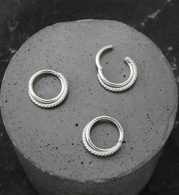Entwine Twist Stainless Steel Hinged Segment Ring