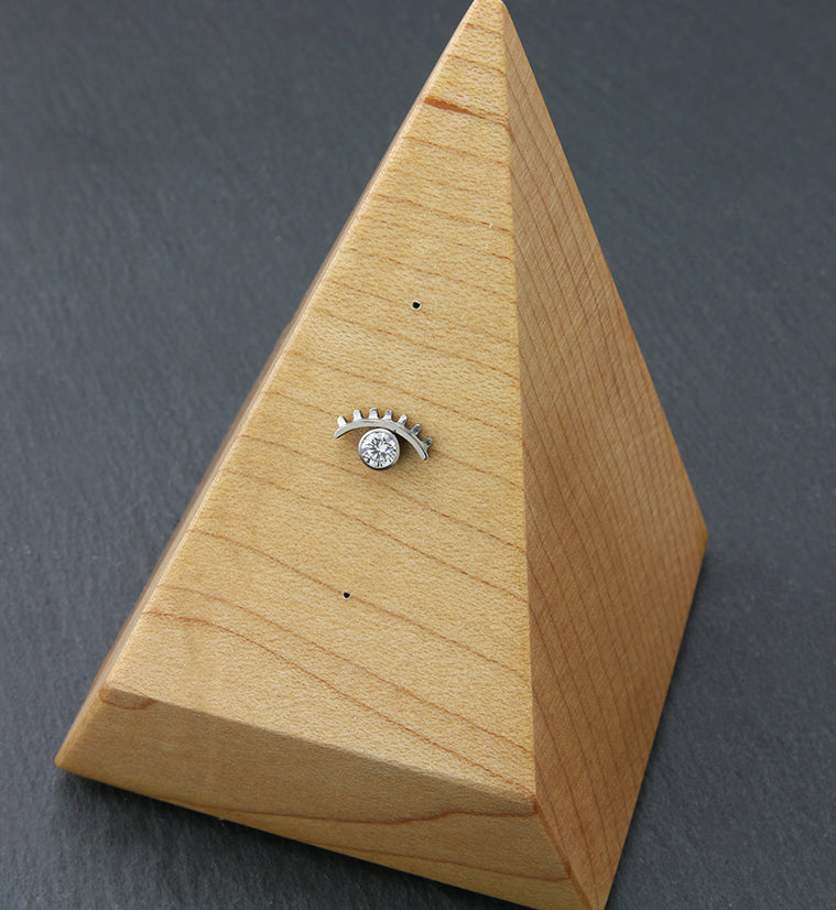 Evil Eye Clear CZ Threadless Titanium Top