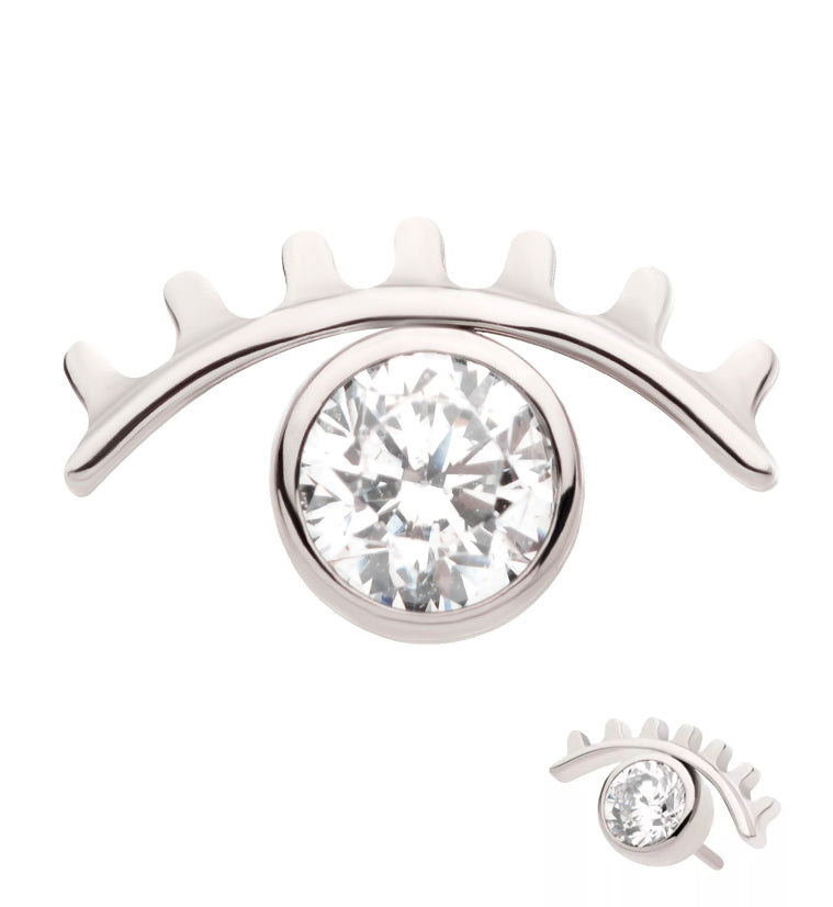 Evil Eye Clear CZ Threadless Titanium Top