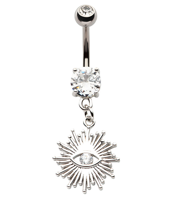 Evil Eye Surge CZ Dangle Stainless Steel Belly Button Ring