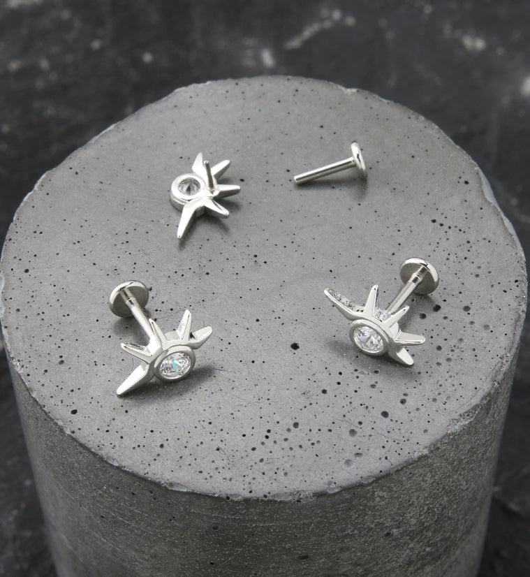 Eyelash CZ Stainless Steel Threadless Labret