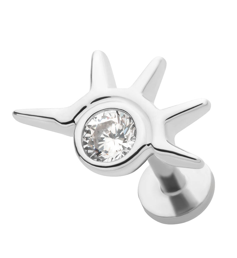 Eyelash CZ Stainless Steel Threadless Labret