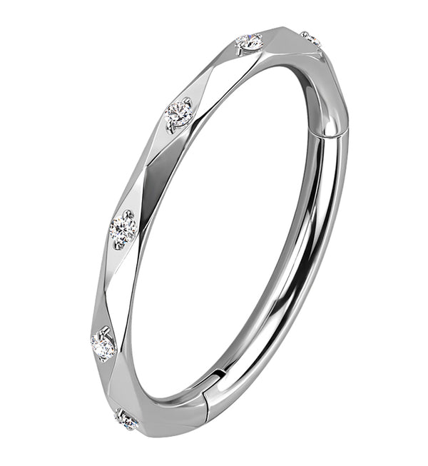 Facet CZ Titanium Hinged Segment Ring