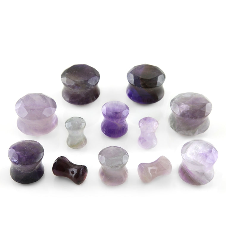 Purple Amethyst Faceted Cut Stone Plugs
