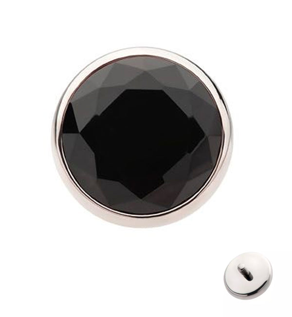 Faceted Black Onyx Stone Titanium Internally Threaded Top