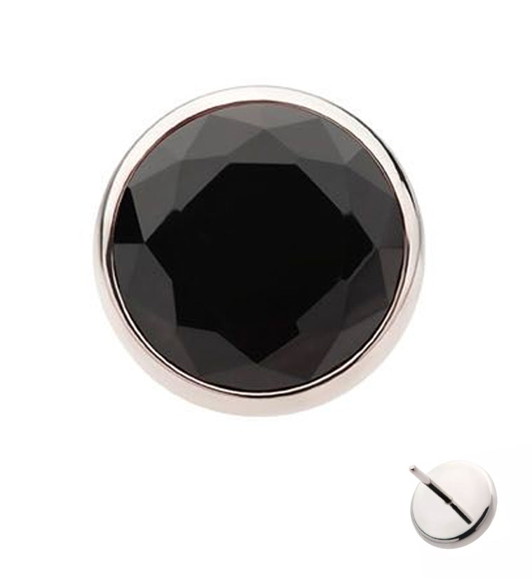 Faceted Black Onyx Stone Titanium Threadless Top