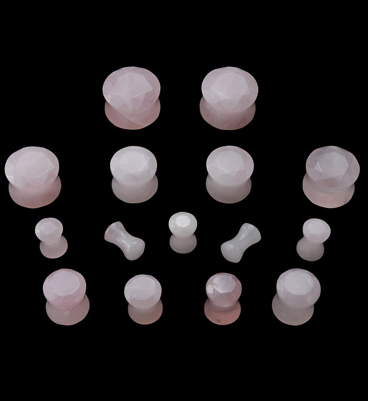 Rose Quartz Faceted Cut Stone Plugs