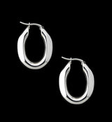 Faceted Stainless Steel Hoop Earrings