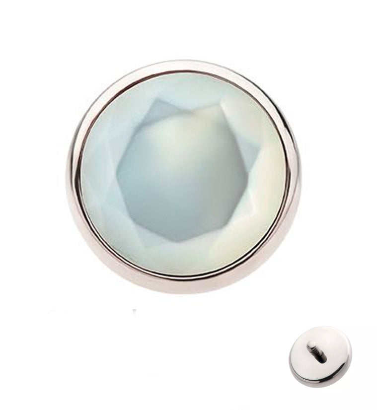 Faceted White MOP Titanium Internally Threaded Top