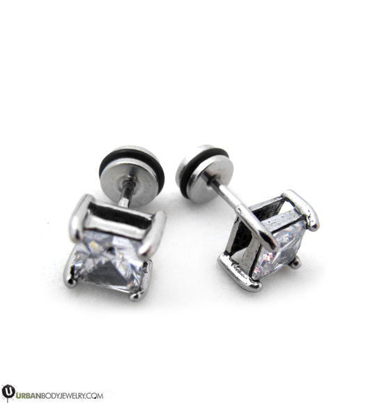 CZ Diamond Fake Earring Plugs