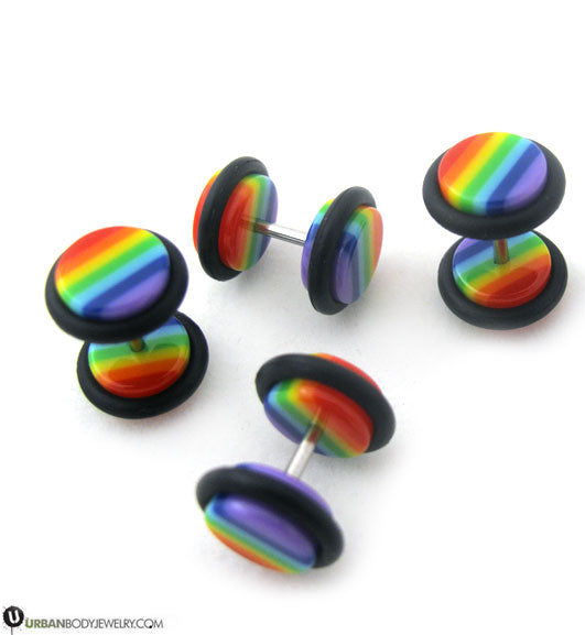 Fake Gauge Rainbow Earring Plugs