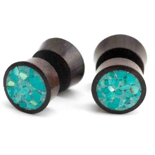 Fake Plugs / Gauges with Crushed Howlite Stone Inlay