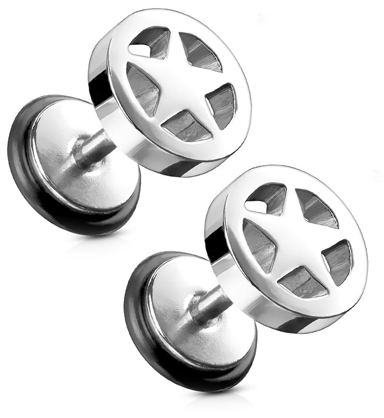 TTstyle Surgical Steel Cross Fake Ear Plug Earrings Choose Colour - Foto 9