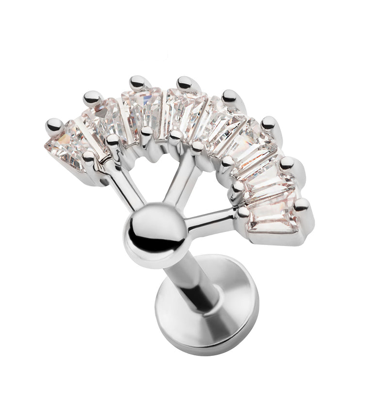Fan Baguette CZ Stainless Steel Threadless Labret