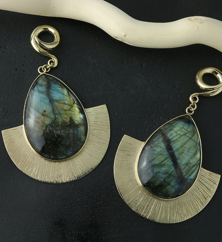 Fault Labradorite Stone Hanging Ear Weights