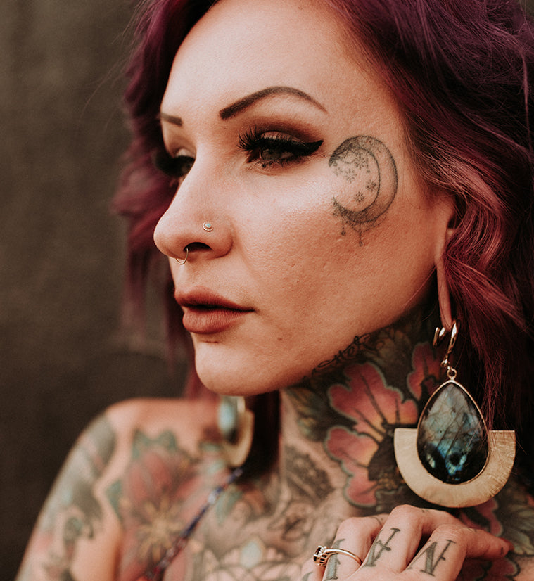 Fault Labradorite Stone Hanging Ear Weights