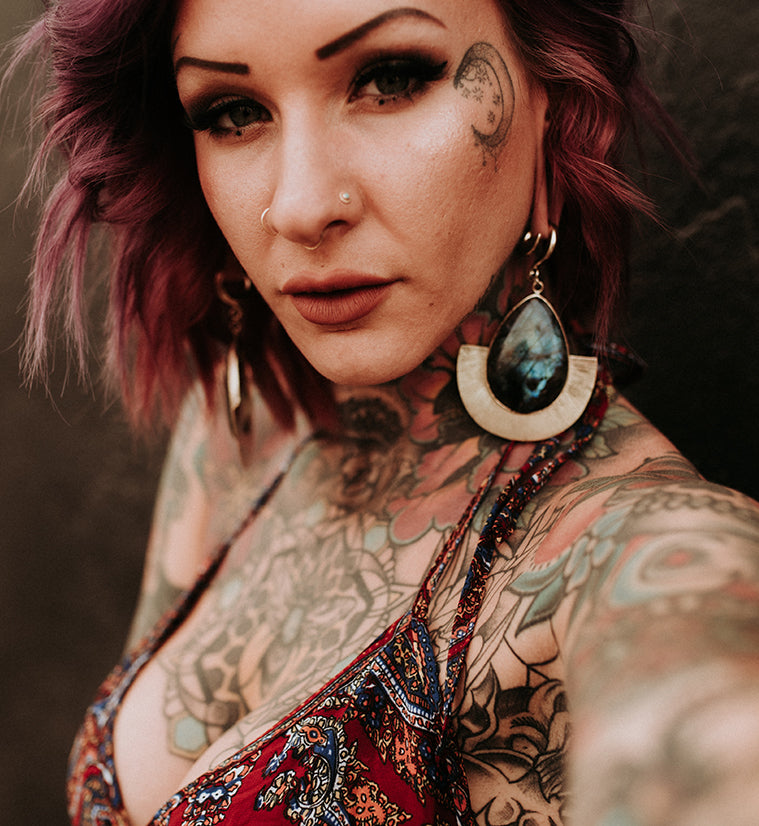 Fault Labradorite Stone Hanging Ear Weights