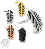 18G PVD Gold Feather Nose Curve Ring