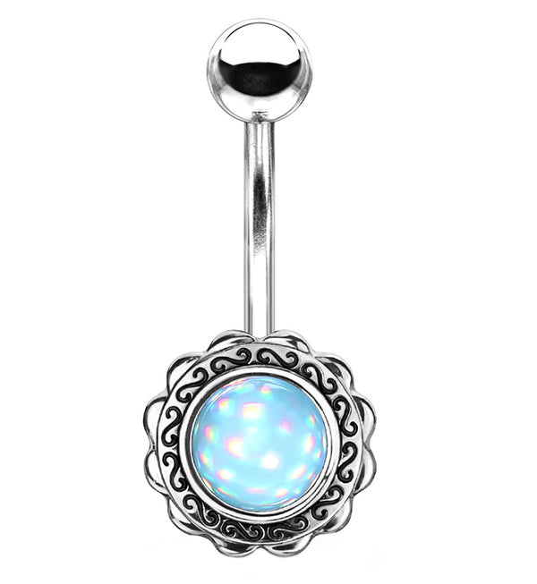 Blue Escent Filigree Belly Button Ring