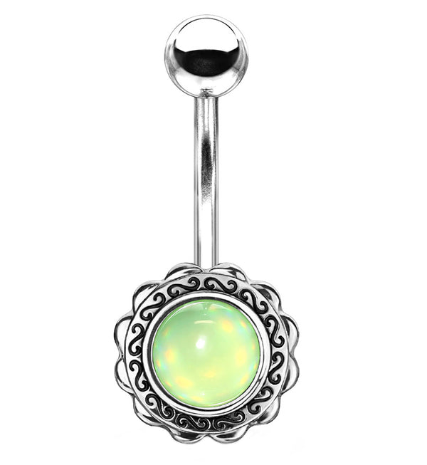Green Escent Filigree Belly Button Ring