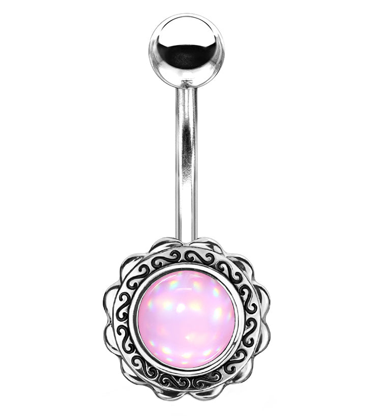 Pink Escent Filigree Belly Button Ring