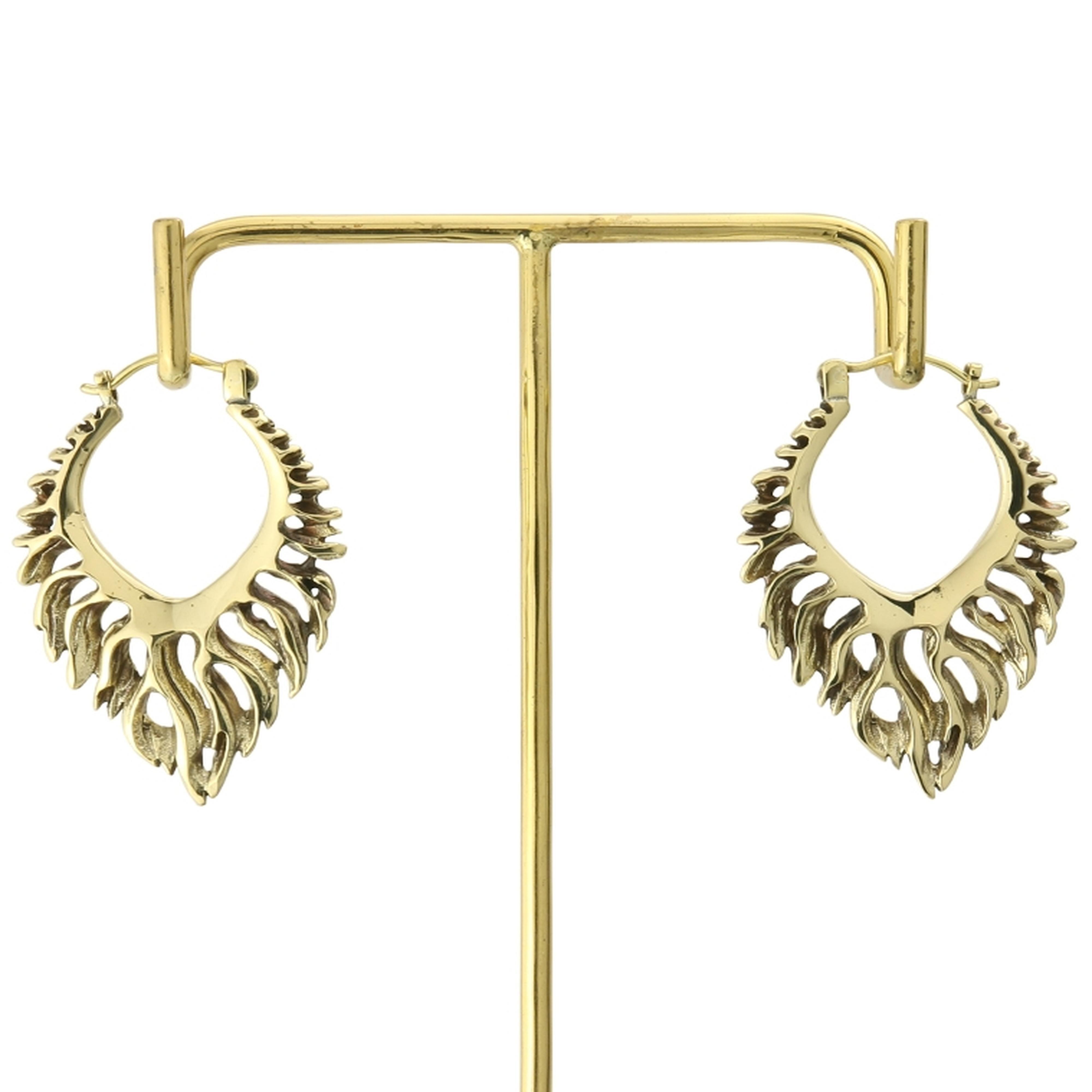 18G Flame Brass Hangers / Earrings