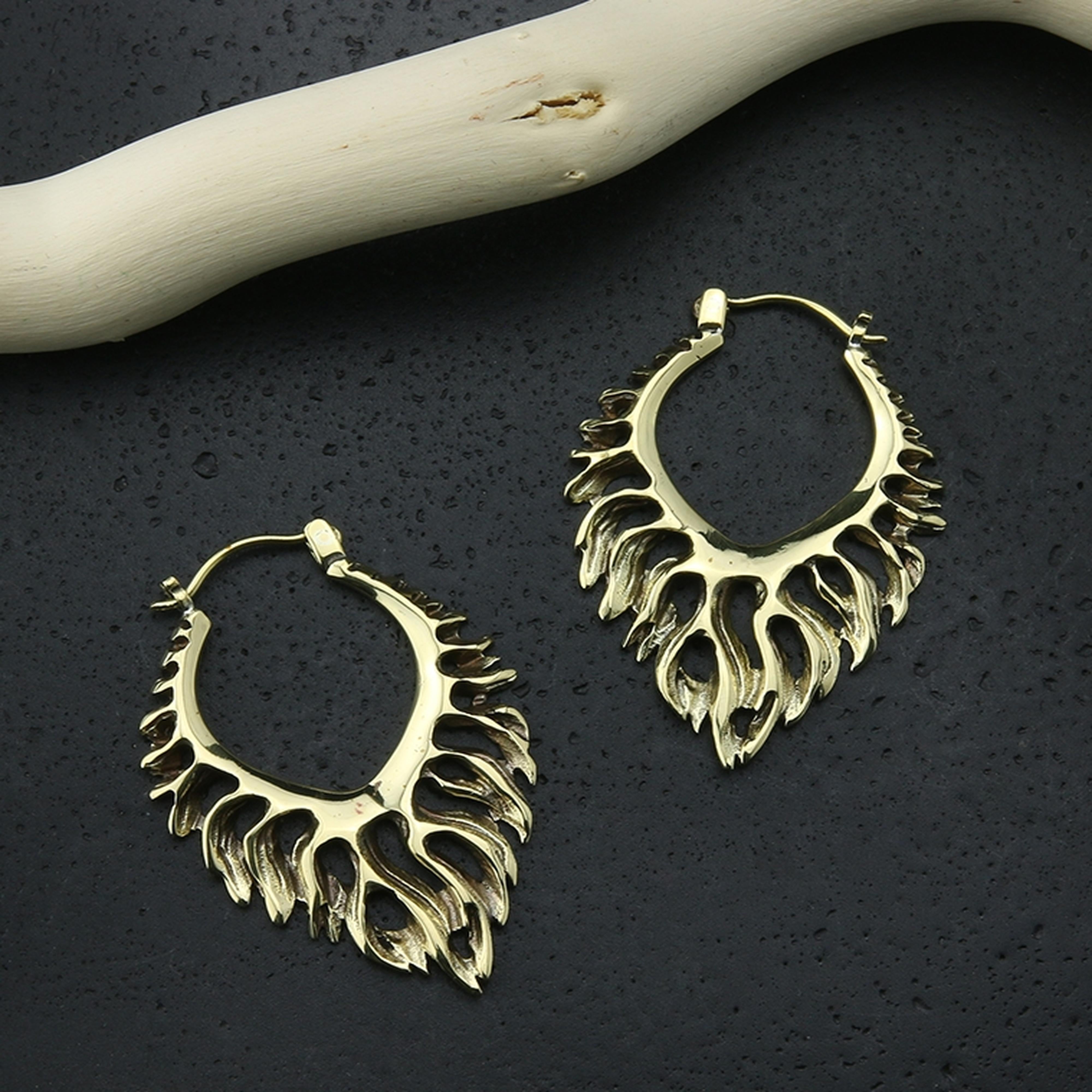 18G Flame Brass Hangers / Earrings