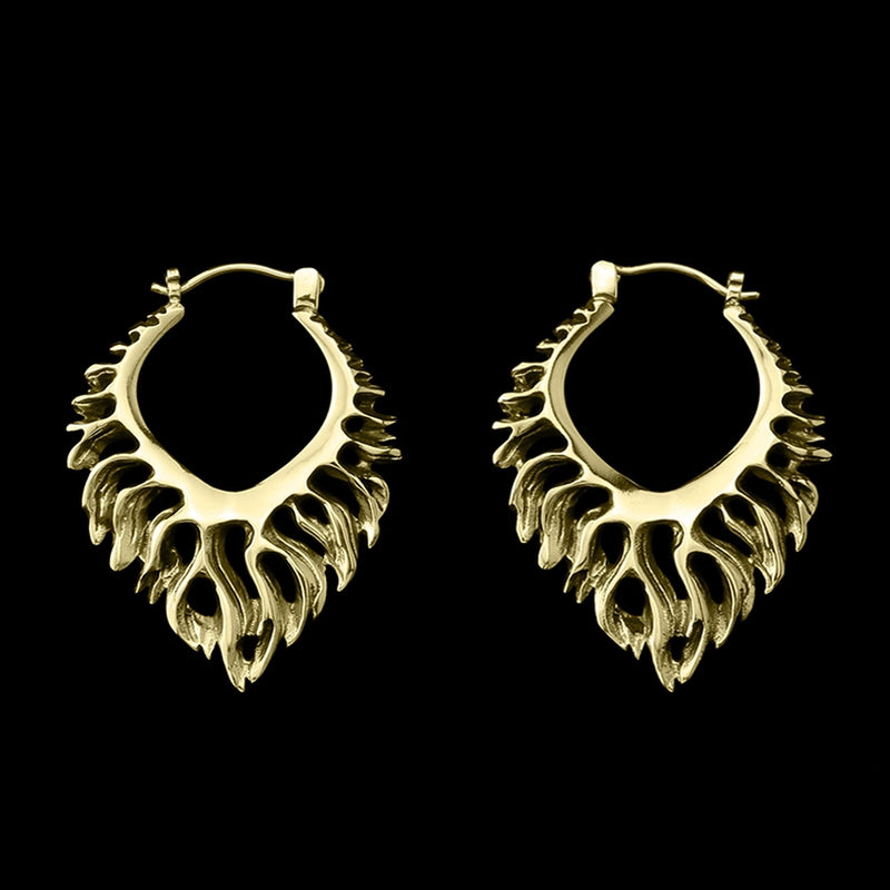 18G Flame Brass Hangers / Earrings