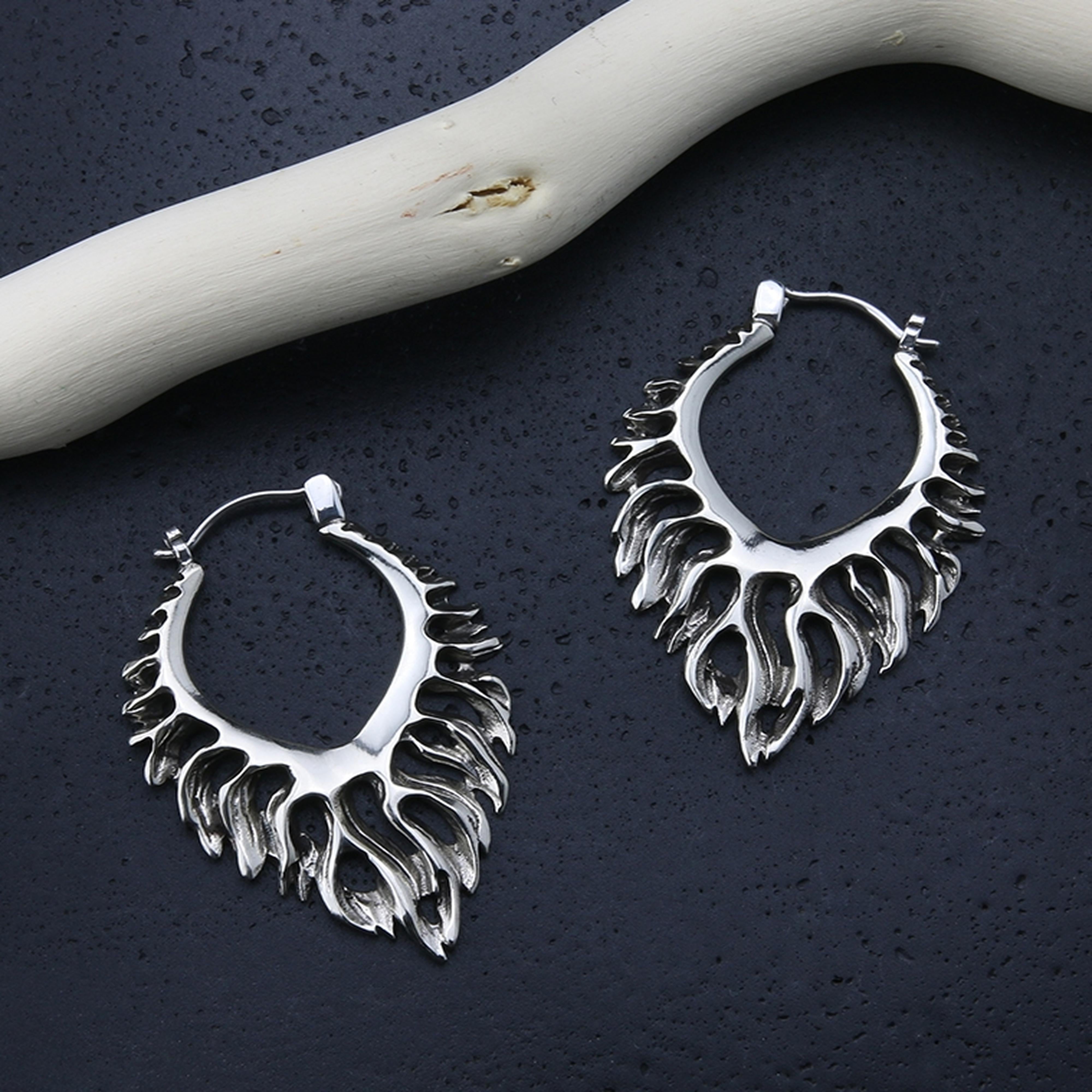 18G Flame White Brass Hangers / Earrings