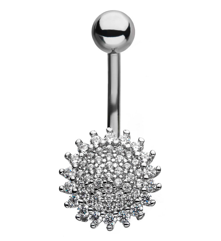 Flare Gem CZ Belly Button Ring