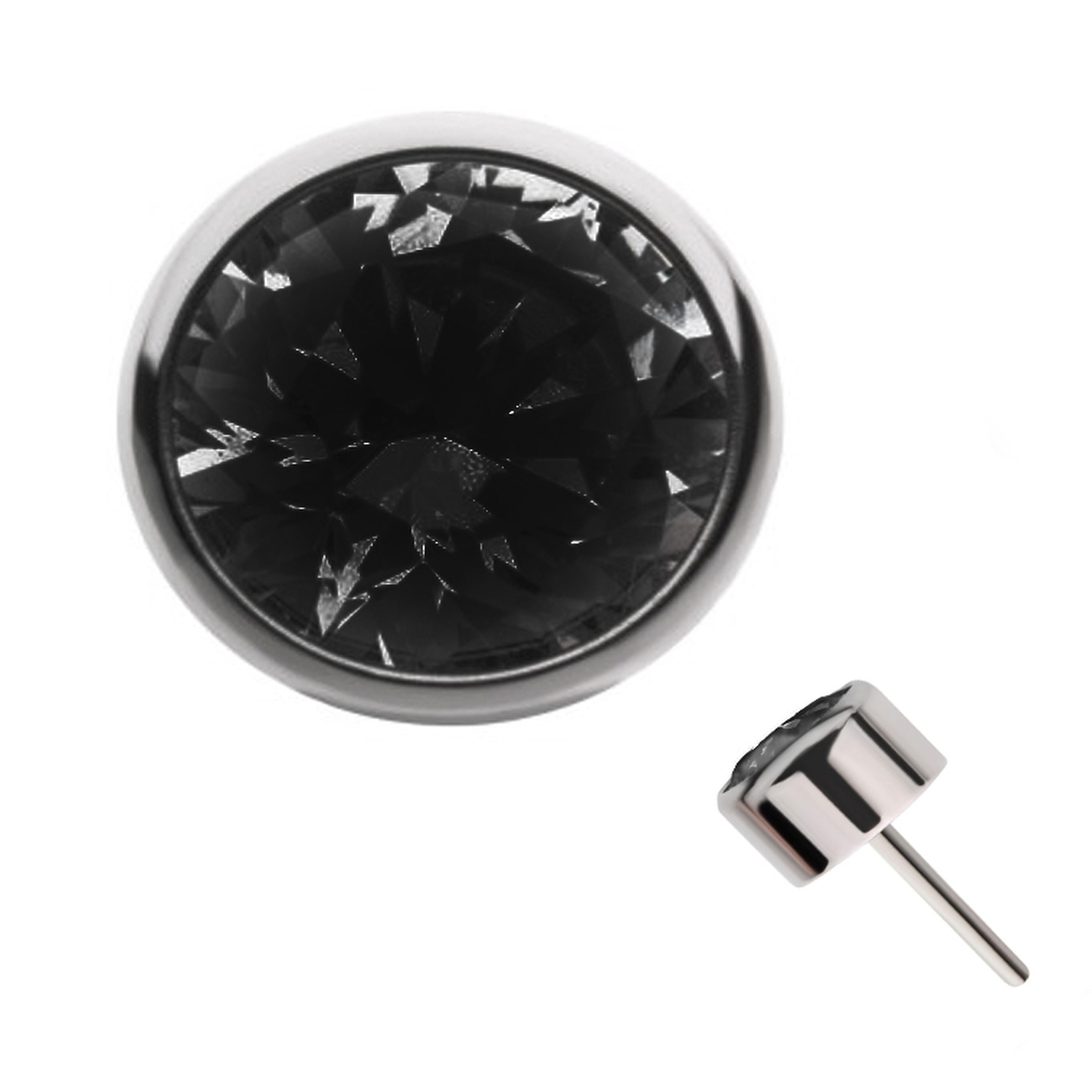 Jet Black CZ Flat Bezel Titanium Threadless Top