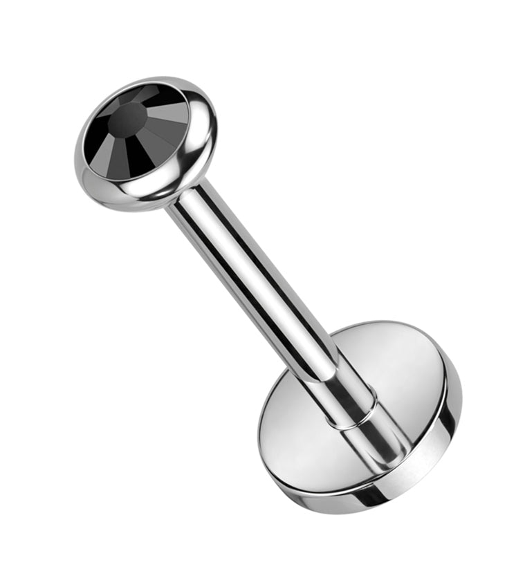 Flat Black CZ Titanium Threadless Labret