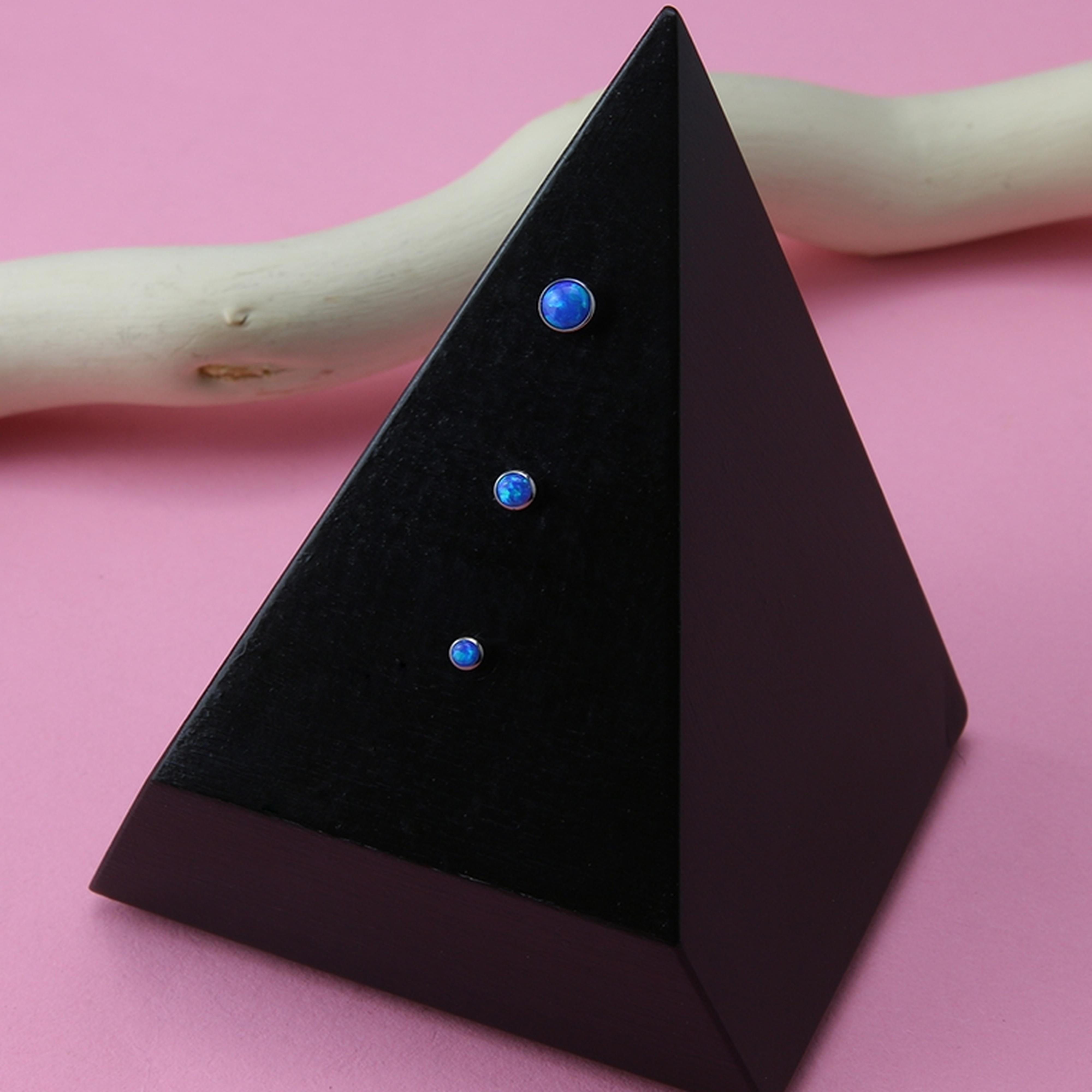 Blue Opalite Flat Bezel Titanium Threadless Top