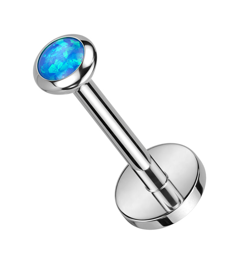 Flat Blue Opalite Titanium Threadless Labret