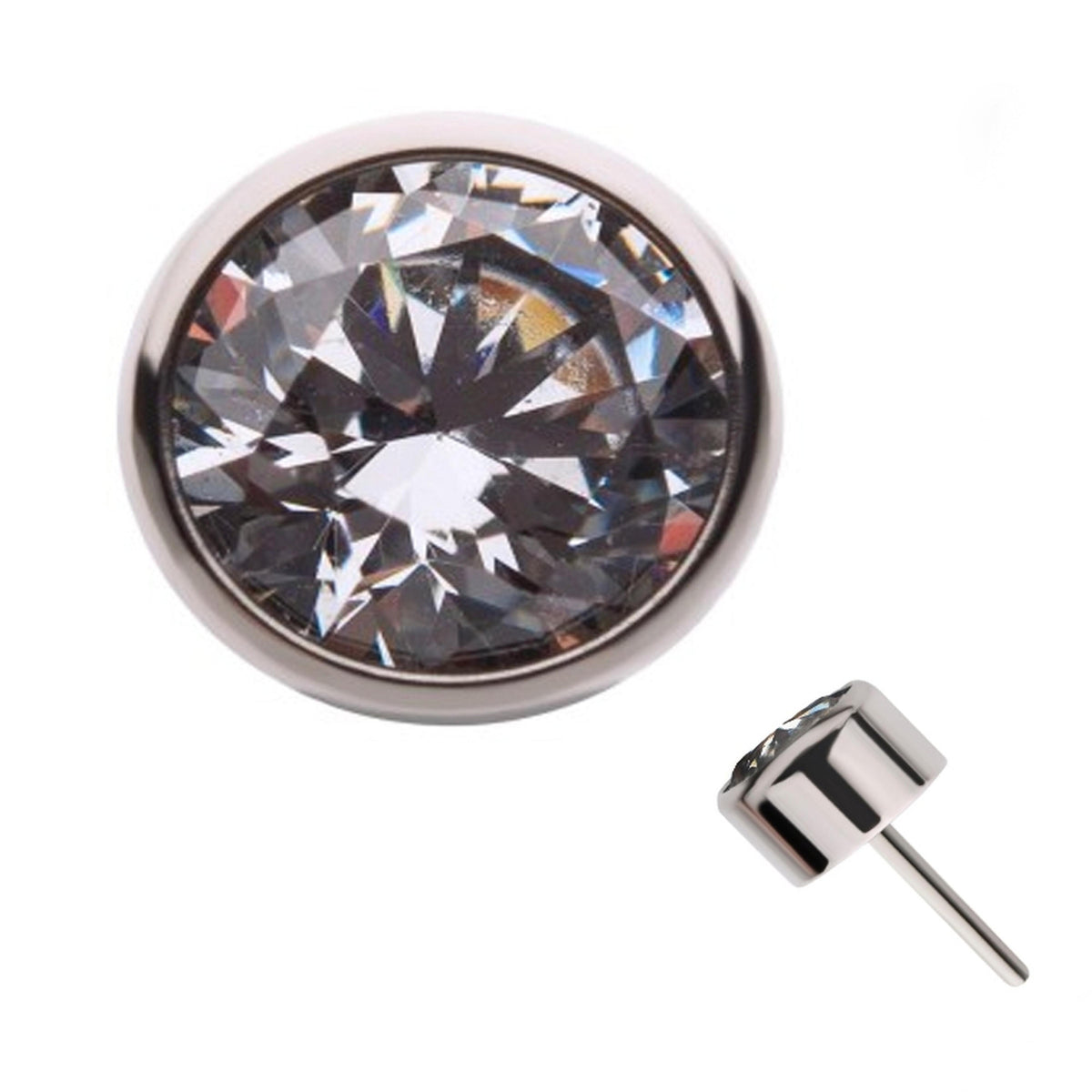 Bezel Less. Top Clear CZ Flat Bezel Titanium Threadless Top | UrbanBodyJewelry.com